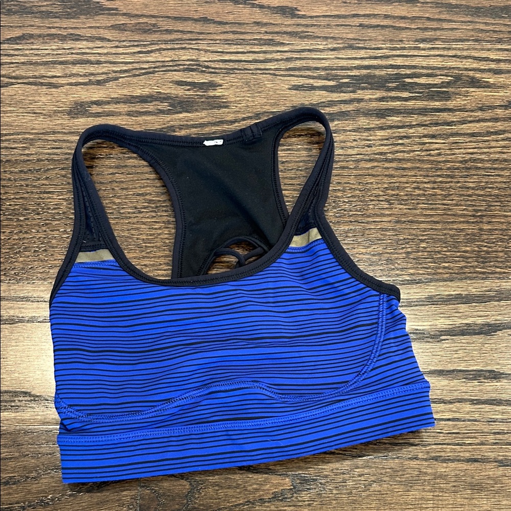 Blue and Black sports bra